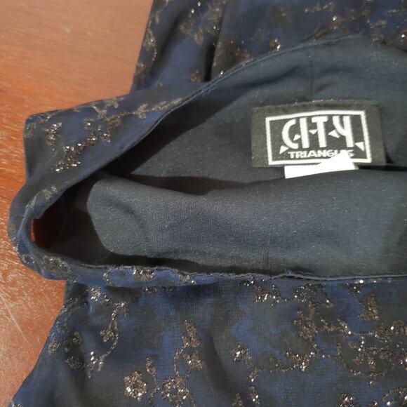 Vtg City Triangles 90s Floral Sparkle Asymmetrical Ruffle Dress Size M w/Scarf - Picture 11 of 16